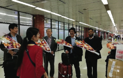 Greeting at Dhaka Airport
